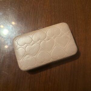Chic Cream Heart-Embossed Card Holder